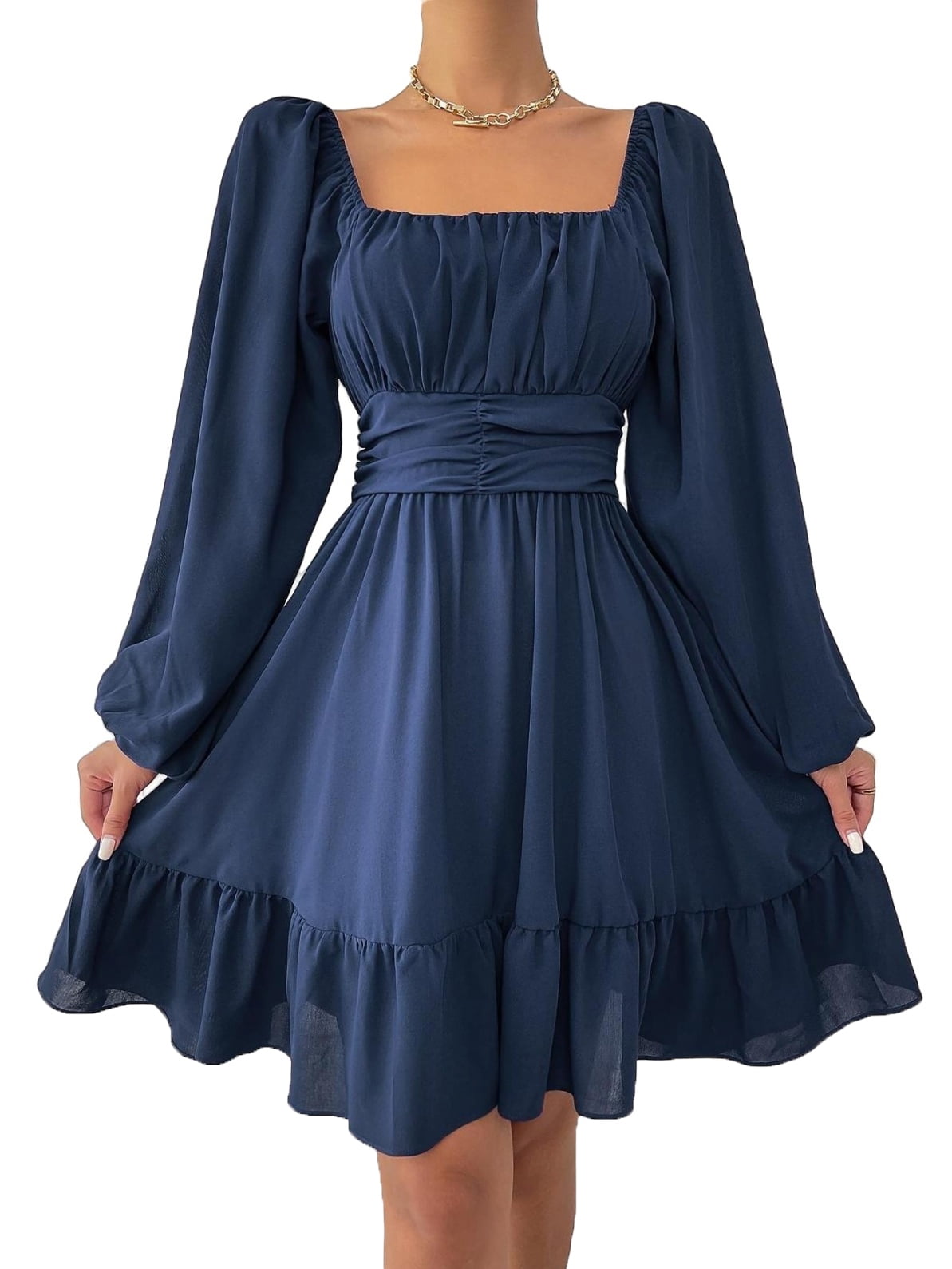 casual dark blue dress